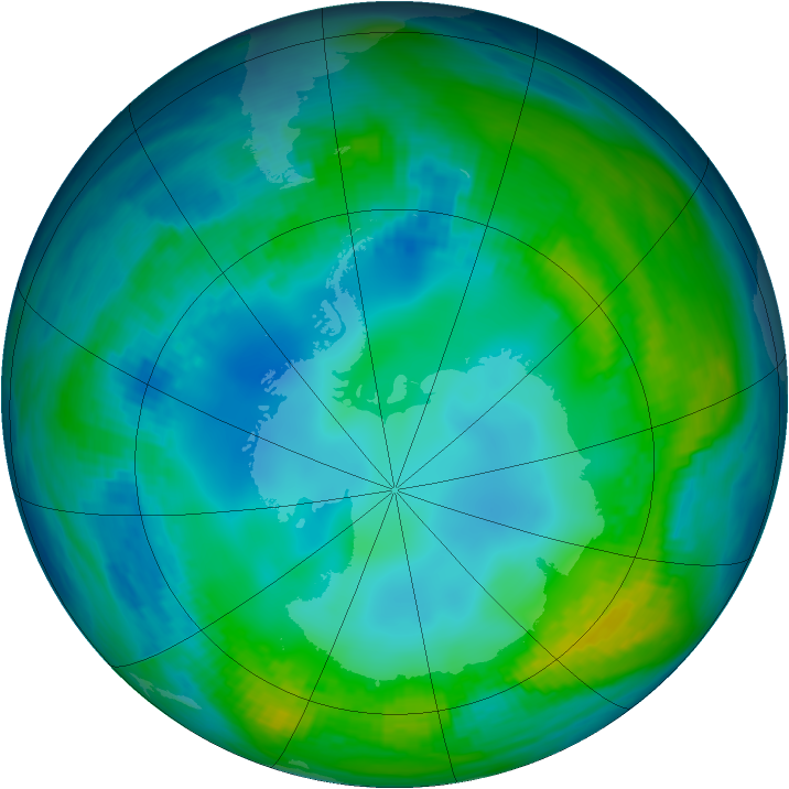 Antarctic ozone map for 18 May 1990